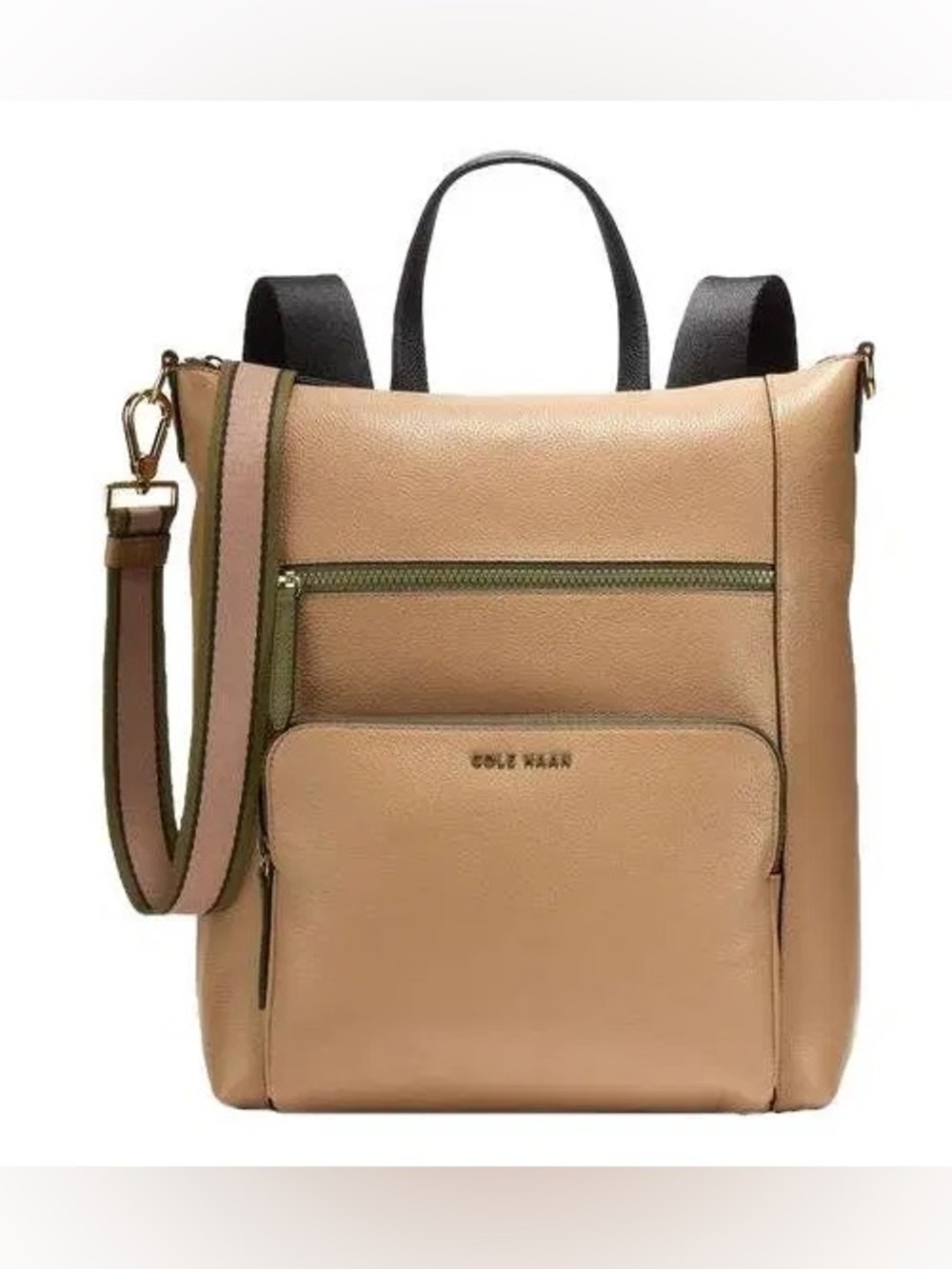Cole Haan Commuter Convertible Pebbled Leather 
Backpack Grand Series Birch